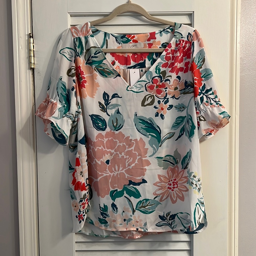 Loft Floral Vneck Blouse